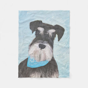 Schnauzer (Miniature) Painting - Cute Original Dog Fleece Blanket