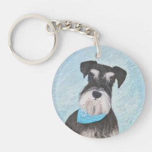 Schnauzer (Miniature) Painting - Cute Original Dog Key Ring
