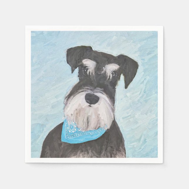 Schnauzer (Miniature) Painting - Cute Original Dog Napkin (Front)
