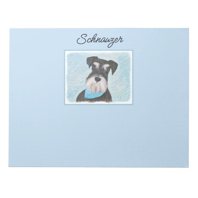 Schnauzer (Miniature) Painting - Cute Original Dog Notepad (Front)