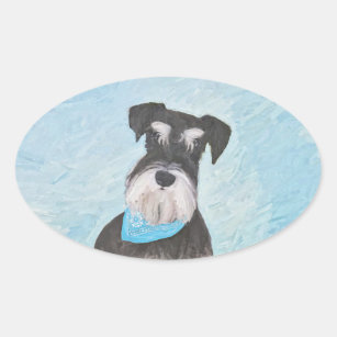Schnauzer (Miniature) Painting - Cute Original Dog Oval Sticker
