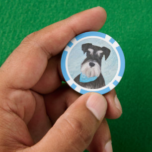 Schnauzer (Miniature) Painting - Cute Original Dog Poker Chips