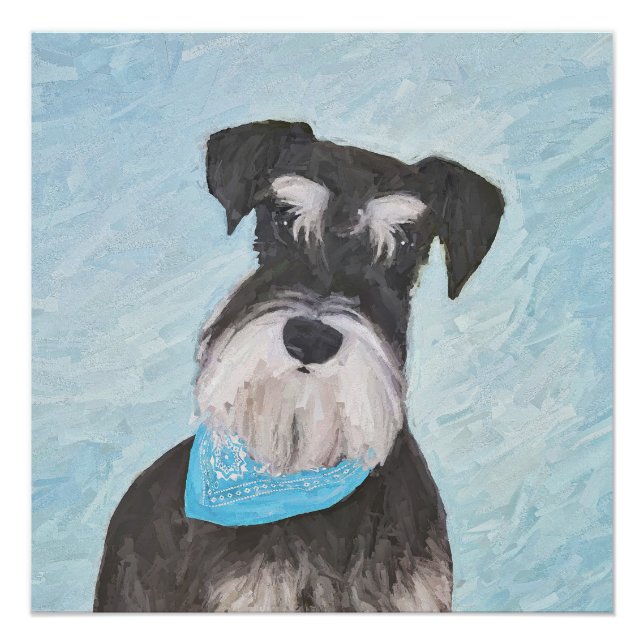 Schnauzer (Miniature) Painting - Cute Original Dog Poster (Front)