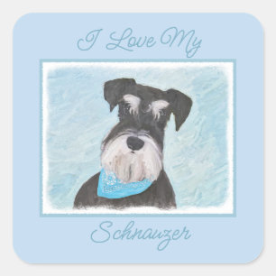 Schnauzer (Miniature) Painting - Cute Original Dog Square Sticker