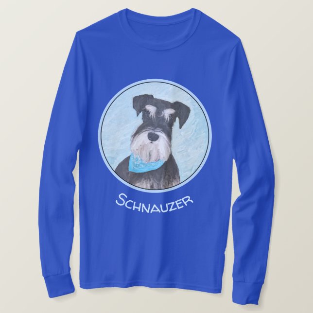 Schnauzer (Miniature) Painting - Cute Original Dog T-Shirt (Design Front)
