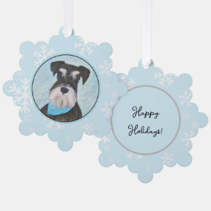 Schnauzer (Miniature) Painting - Cute Original Dog Tree Decoration Card