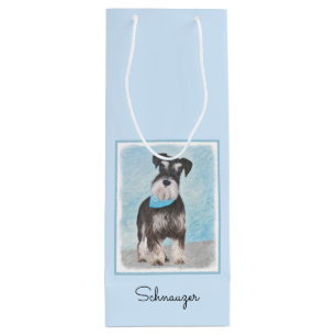 Schnauzer (Miniature) Painting - Cute Original Dog Wine Gift Bag