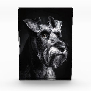 Schnauzer Monochrome Portrait Photo Block