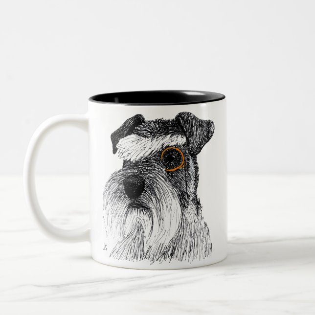 schnauzer monocle Two-Tone coffee mug (Left)