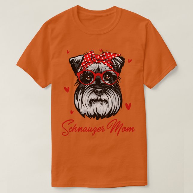 Schnauzer Mum Cute Leopard Print Dog Lovers Mother T-Shirt (Design Front)