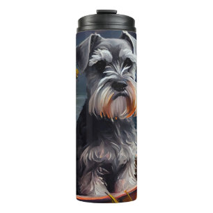 Schnauzer on a Paddle: A Scenic Adventure Thermal Tumbler