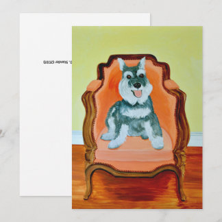 Schnauzer on a Velvet Chair Greeting Card