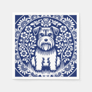 Schnauzer or Norfolk Terrier Charming Folk Art Napkin