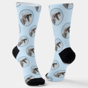 Schnauzer Painting Giant Standard Cropped Dog Art Socks