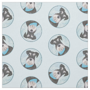 Schnauzer Painting Miniature Uncropped Pet Dog Art Fabric