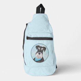 Schnauzer Painting Miniature Uncropped Pet Dog Art Sling Bag