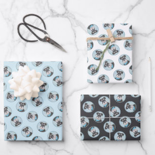 Schnauzer Painting Miniature Uncropped Pet Dog Art Wrapping Paper Sheet