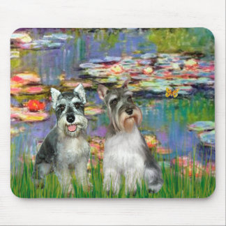Schnauzer Pair 2 - LIlies 2 Mouse Pad