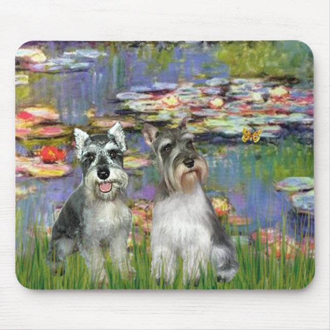 Schnauzer Pair 2 - LIlies 2 Mouse Pad (Front)
