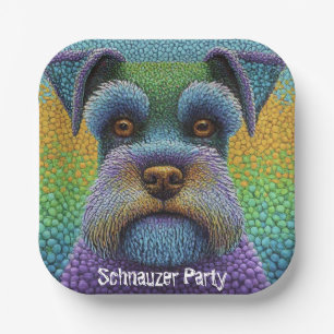Schnauzer Party Dog Edit Text Personalise Paper Plate
