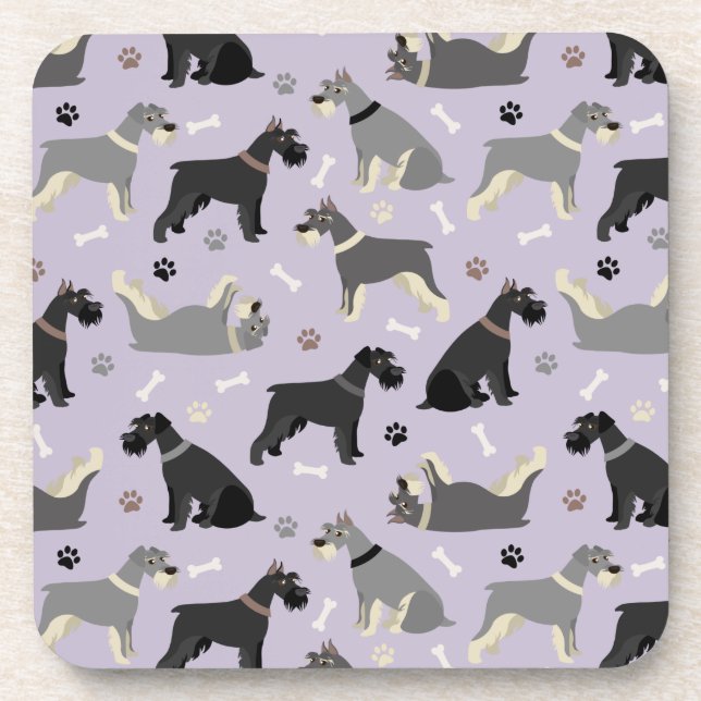 Schnauzer Paws and Bones Coaster (Front)