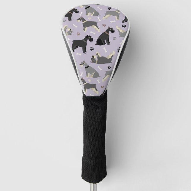 Schnauzer Paws and Bones Golf Head Cover (Front)