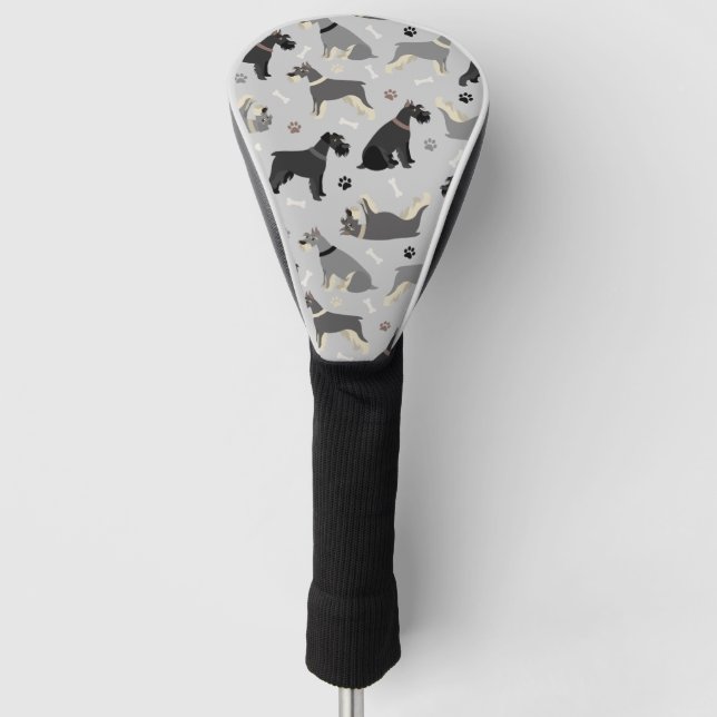 Schnauzer Paws and Bones Golf Head Cover (Front)