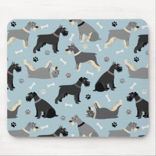 Schnauzer Paws and Bones Mouse Pad