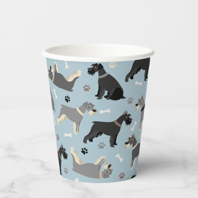 Schnauzer Paws and Bones Paper Cups (Front)