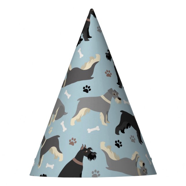 Schnauzer Paws and Bones Party Hat (Front)