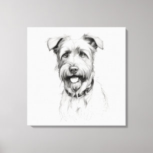 Schnauzer Pencil Sketch Portrait Canvas Print