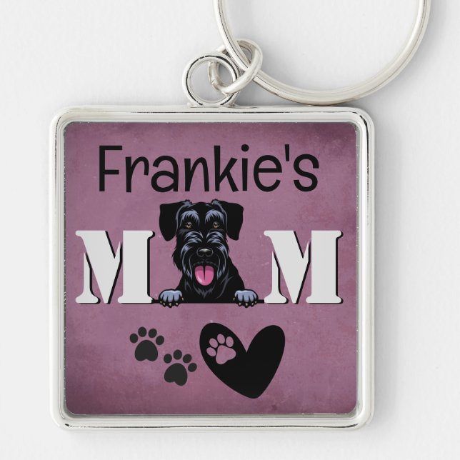Schnauzer Personalised Peeking Key Ring (Front)