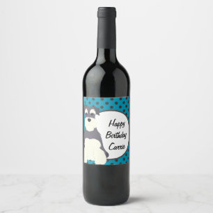 Schnauzer Polka Dots Personalised Wine Label