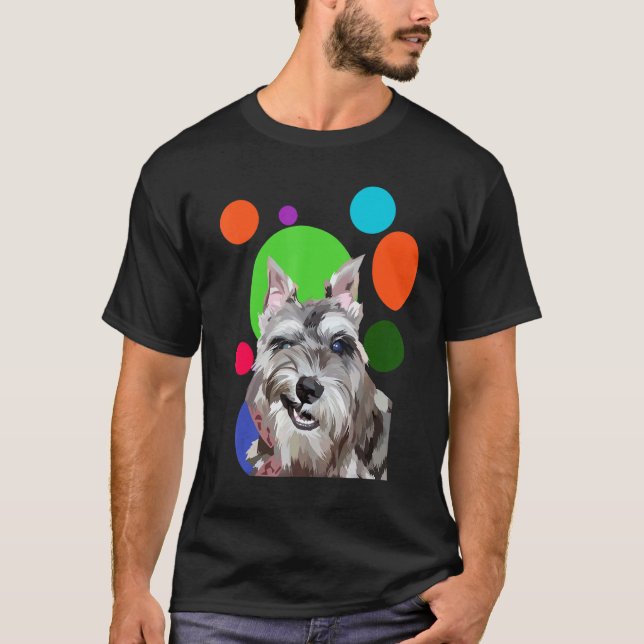 Schnauzer Pop Art Mini Schnauzer Sassy Portrait Do T-Shirt (Front)