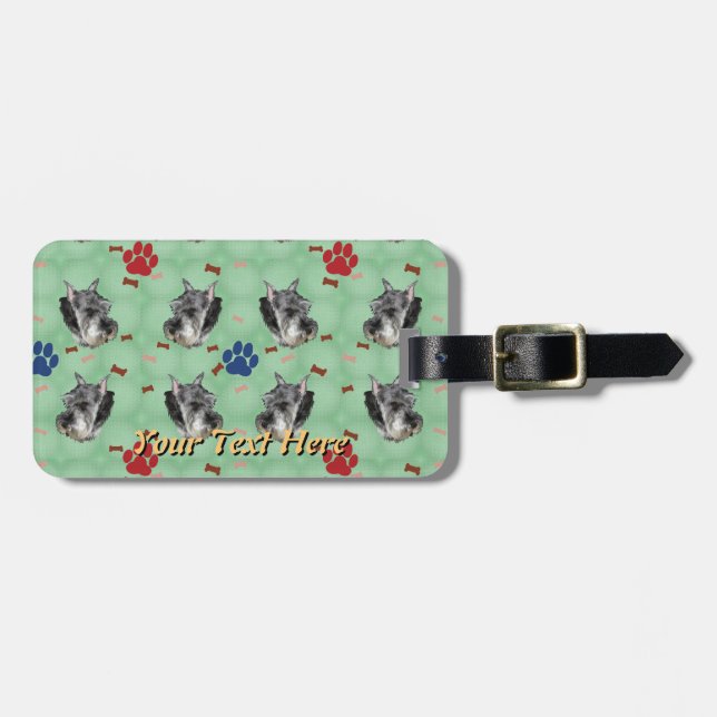 Schnauzer Portrait Luggage Tag (Front Horizontal)