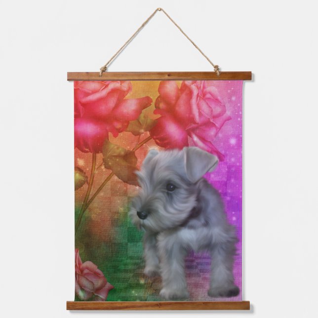 Schnauzer Puppy Dog Animal Art   Hanging Tapestry (Front)
