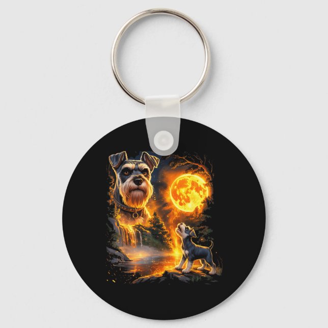 Schnauzer Puppy Howling to Protector Under The Key Ring (Front)
