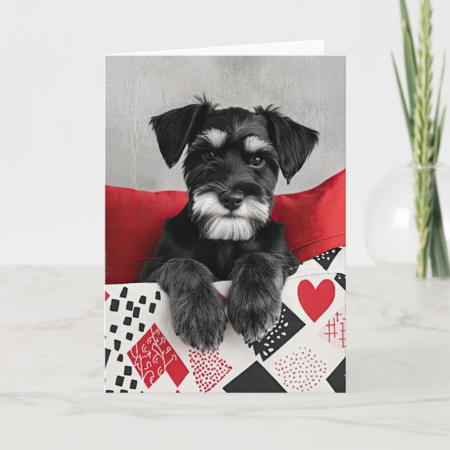 Schnauzer Puppy Valentine Card (Front)