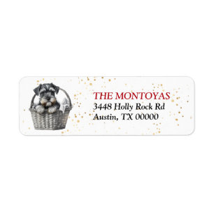 Schnauzer Puppy Wicker Basket Return Address