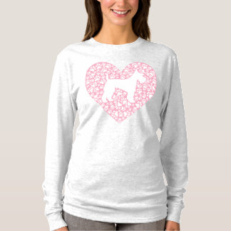 Schnauzer Silhouette Heart Paws Adorable T-Shirt
