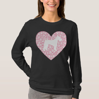 Schnauzer Silhouette Heart Paws Adorable T-Shirt