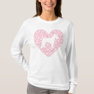 Schnauzer Silhouette Heart Paws Adorable T-Shirt