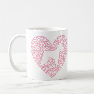 Schnauzer Silhouette Heart Paws Print - Dog Lover Coffee Mug
