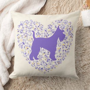 Schnauzer Silhouette Heart Paws Print - Dog Lover Cushion