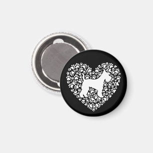 Schnauzer Silhouette Heart Paws Print - Dog Lover Magnet