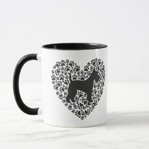 Schnauzer Silhouette Heart Paws Print - Dog Lover Mug