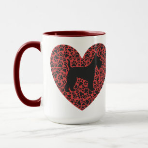 Schnauzer Silhouette Heart Paws Print - Dog Lover Mug