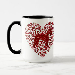 Schnauzer Silhouette Heart Paws Print - Dog Lover Mug
