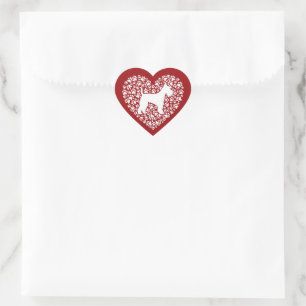 Schnauzer Silhouette Heart Paws Print - Dog Lover Sticker