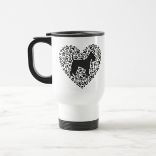 Schnauzer Silhouette Heart Paws Print - Dog Lover Travel Mug